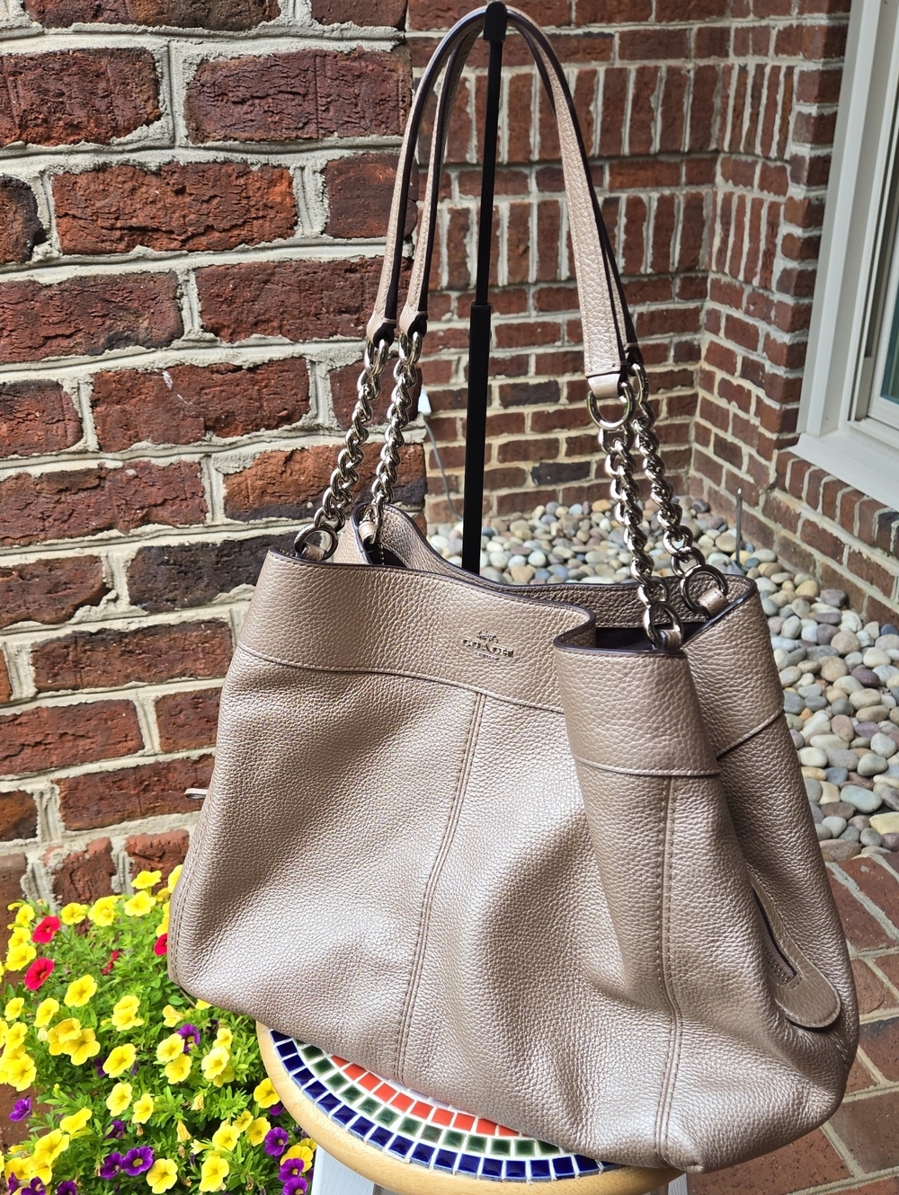 Coach Lexy Chain Shoulder Bag With Pebbled Leather